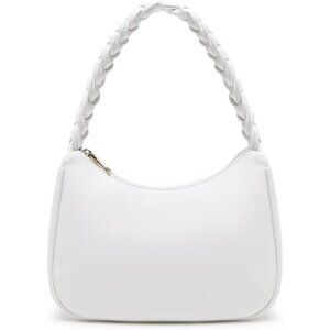 Women’s Braid White Cute Hobo Tote Handbag Mini Clutch Purse with Zipper Closure